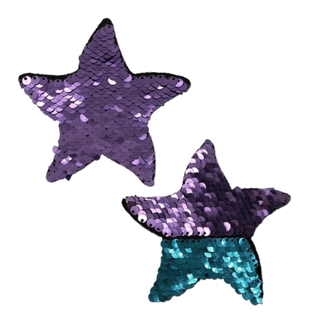 Purple Turquoise Flip Sequin Starfish Pasties